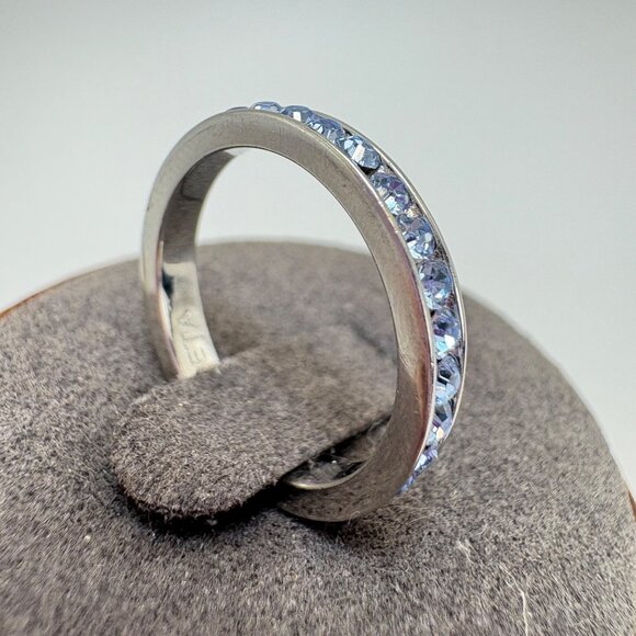 VTG Seta Sterling Silver 925 Blue CZ Channel Set Statement Ring Size 6 - Picture 2 of 13